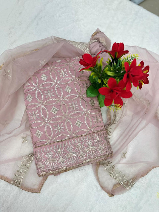 TOP DIGITAL HANDWORK DUPPATA ORAGANZA WORK INNER CRAPE