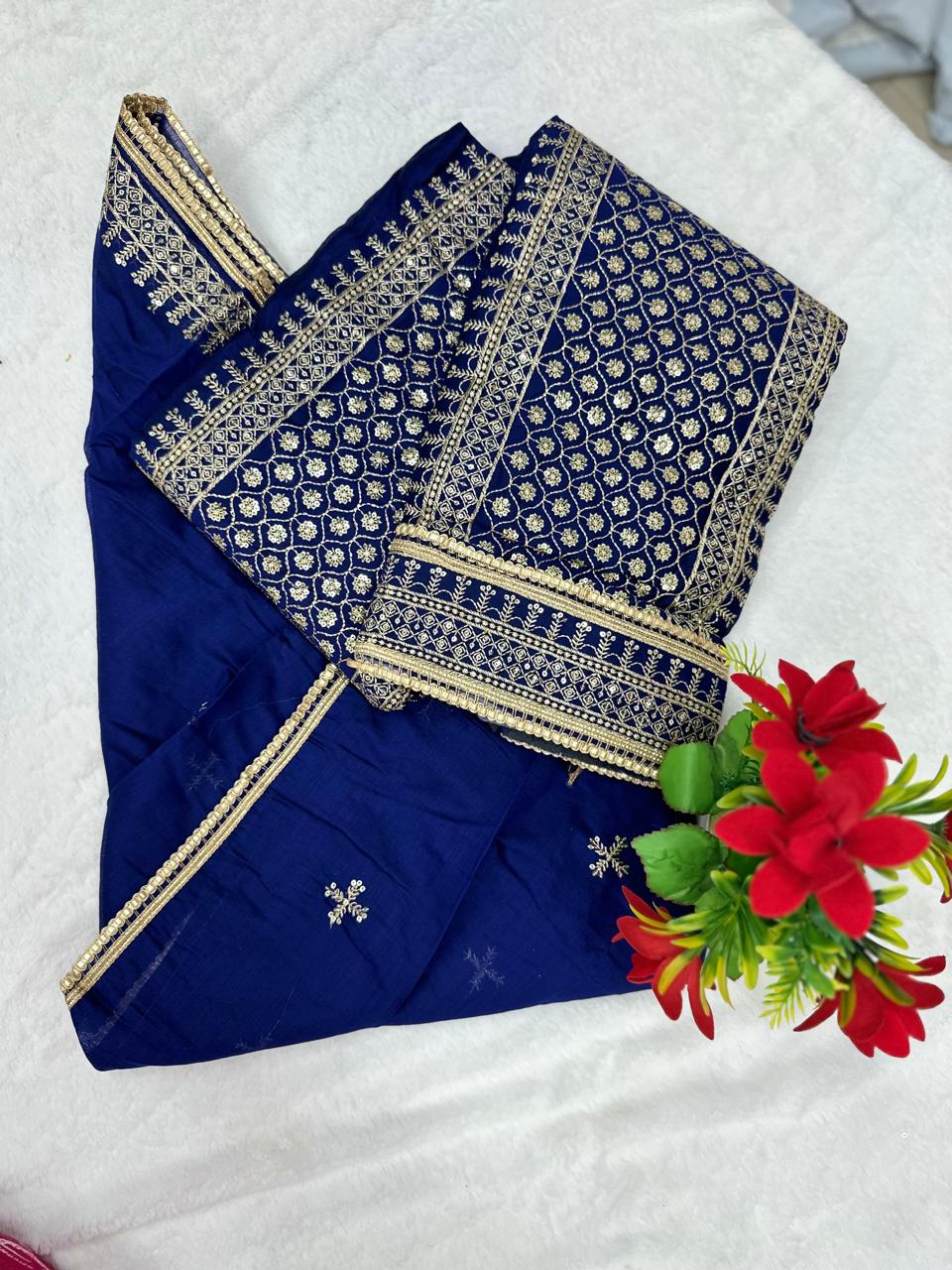 TOP DIGITAL HANDWORK DUPPATA ORAGANZA WORK INNER CRAPE