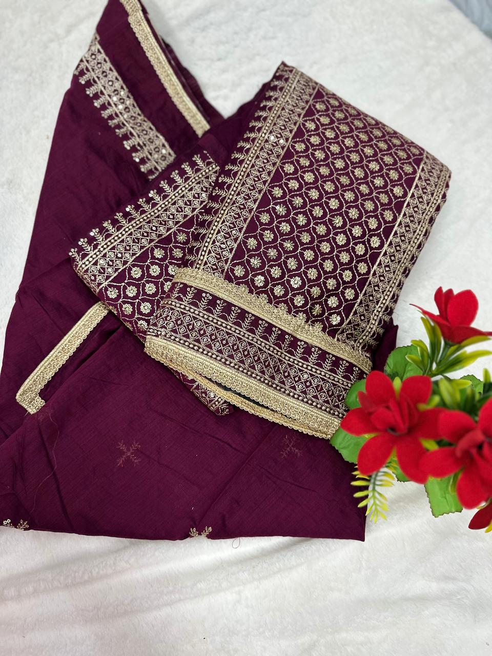 TOP DIGITAL HANDWORK DUPPATA ORAGANZA WORK INNER CRAPE