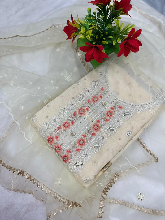 TOP DIGITAL HANDWORK DUPPATA ORAGANZA WORK INNER CRAPE