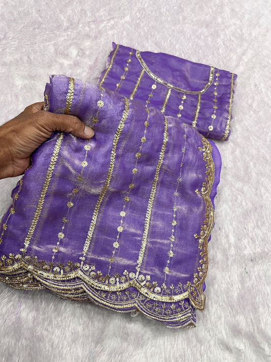 Fendy Sattin Dual Shad Saree Multi Sequence