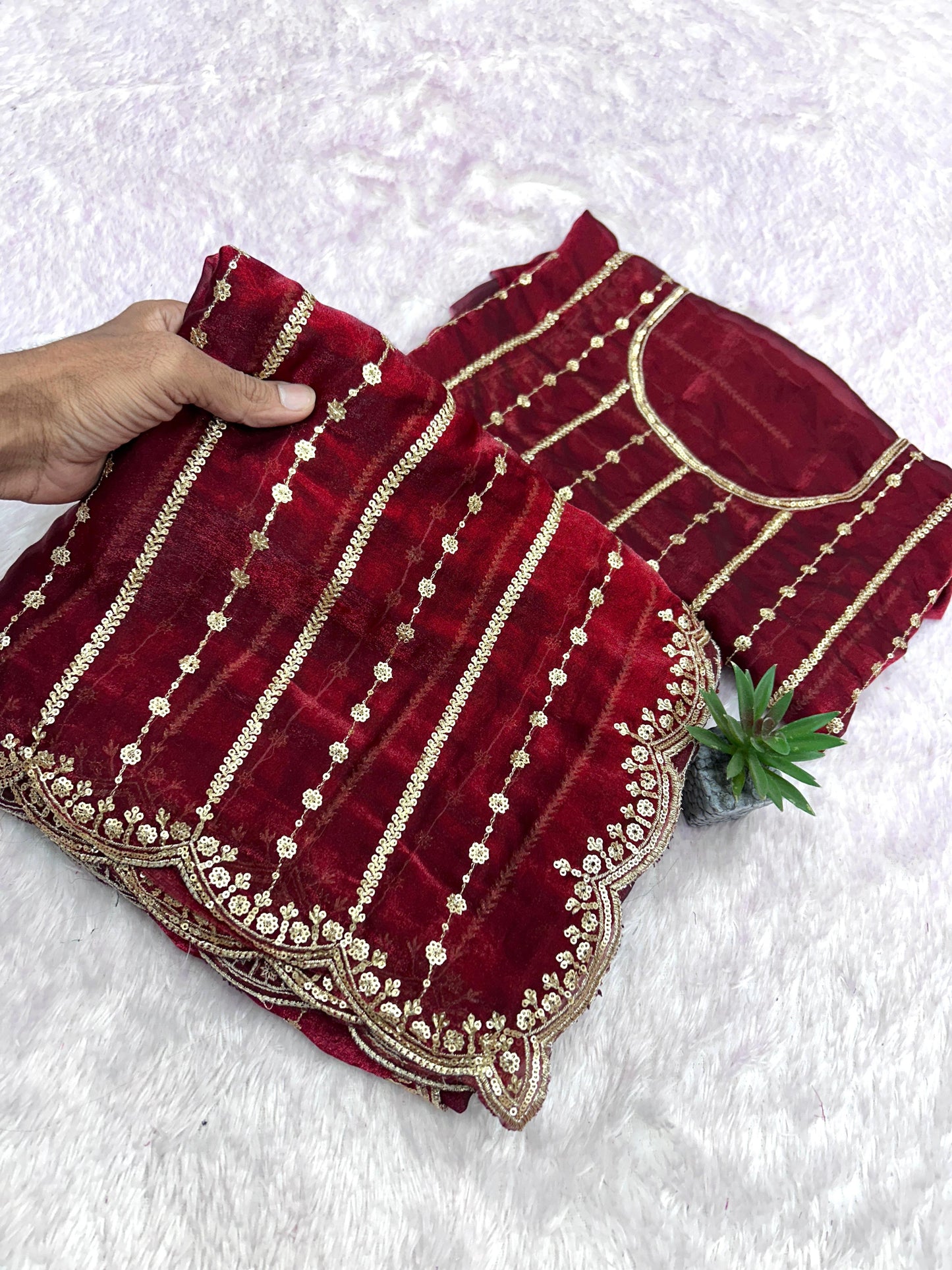 Fendy Sattin Dual Shad Saree Multi Sequence