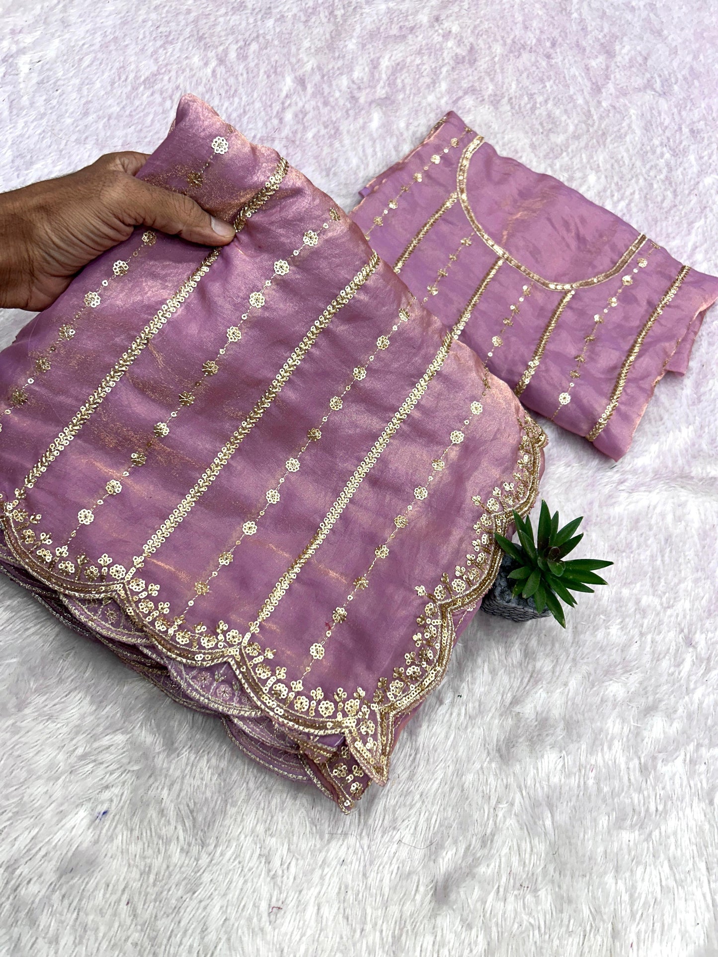 Fendy Sattin Dual Shad Saree Multi Sequence