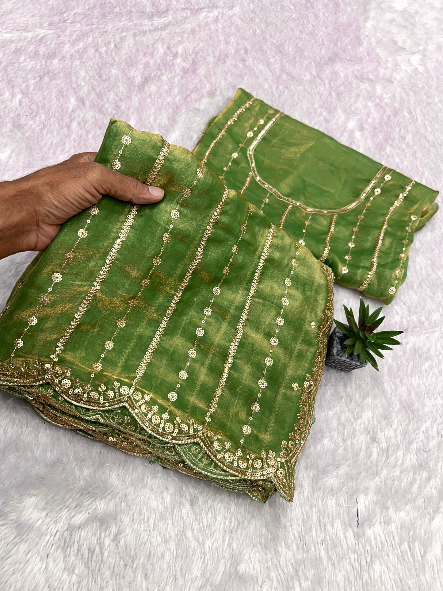 Fendy Sattin Dual Shad Saree Multi Sequence
