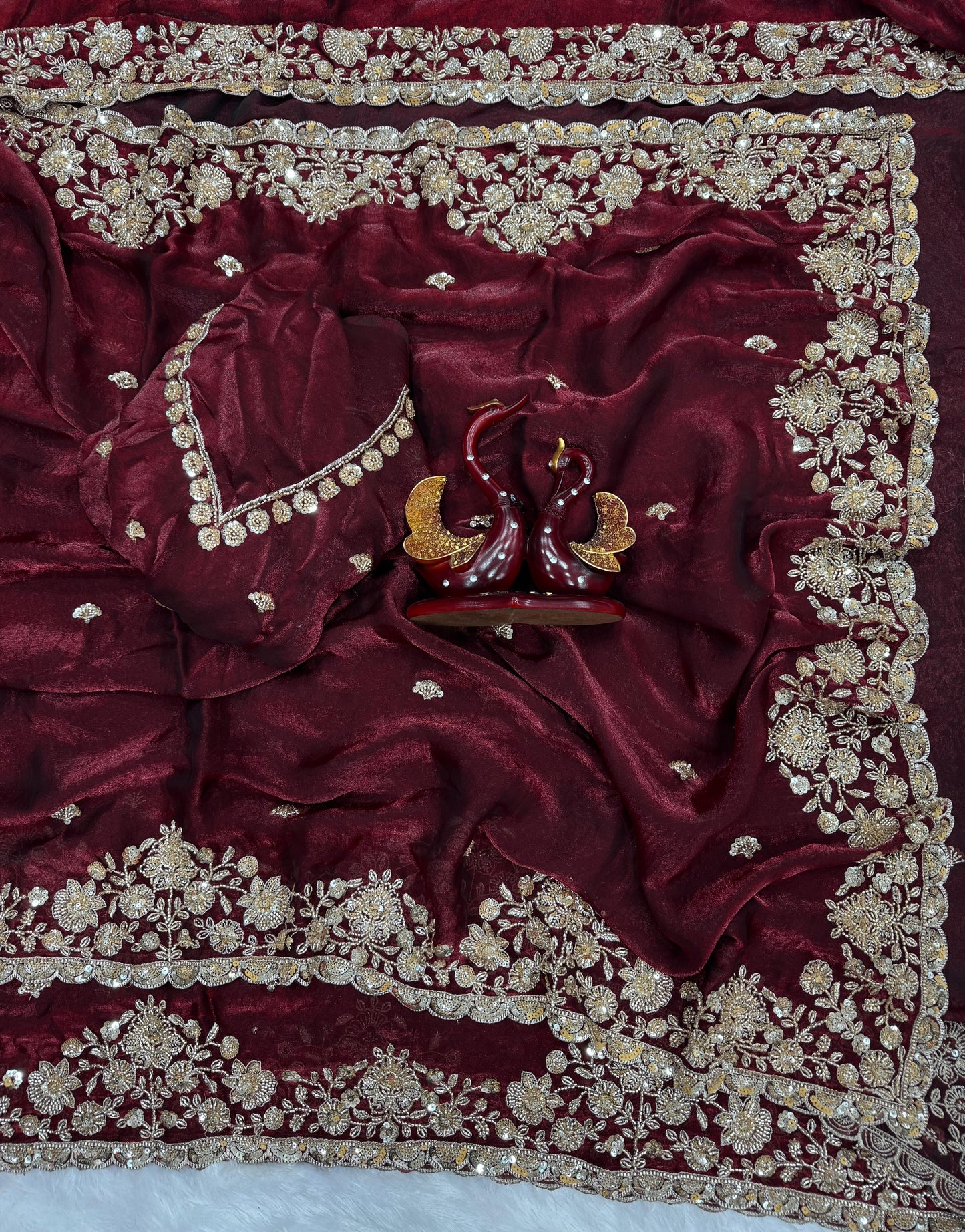 Beads and Sequence Embroidery Work Saree