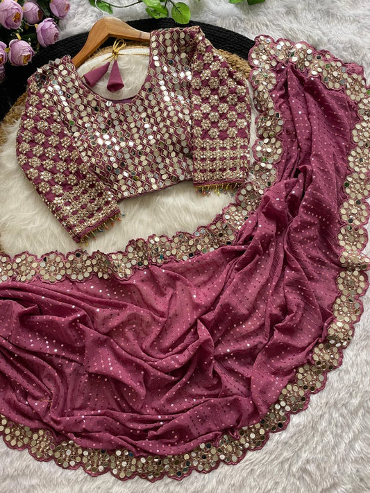 Heavy faux Georgette Blouse With Heavy Embroidery