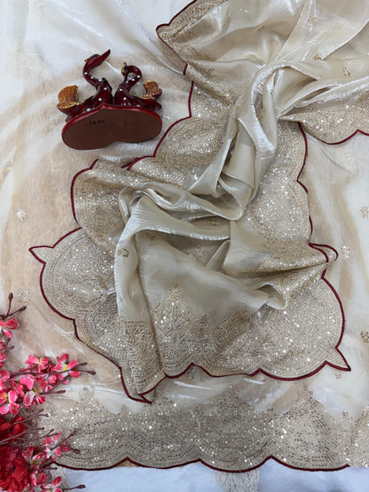 Sequence and Zari Embroidery Work Saree