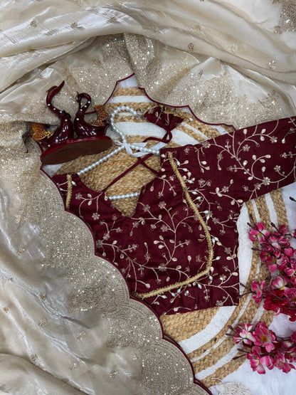 Sequence and Zari Embroidery Work Saree