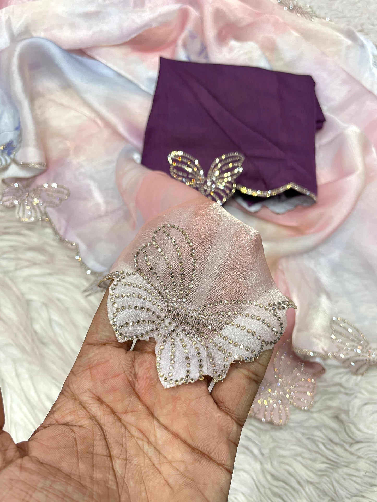 Sattin digital print jarkhan Work Saree