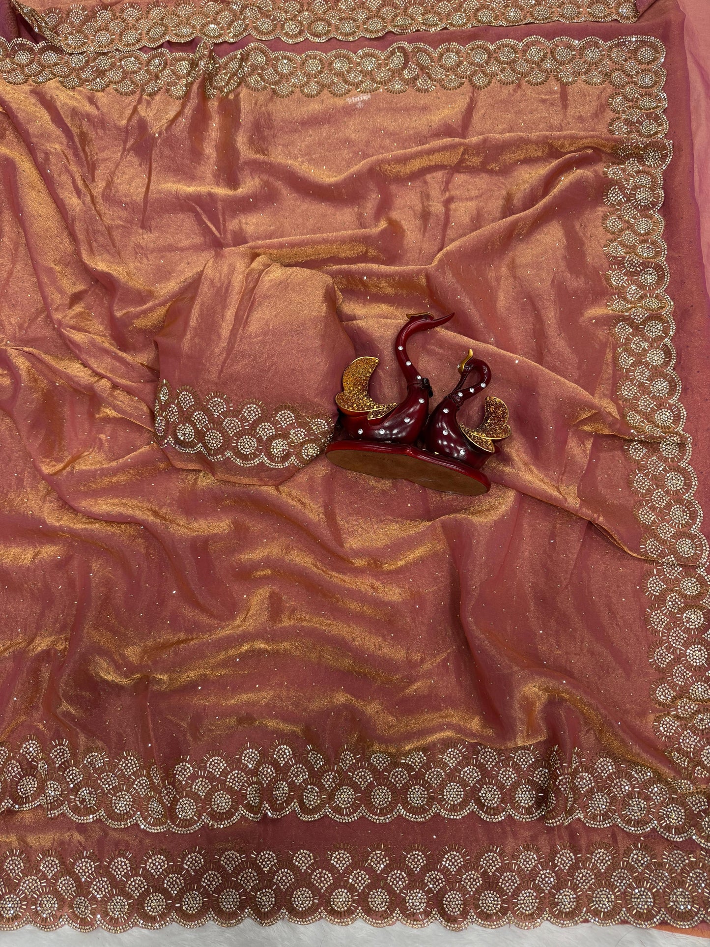 Delicately handcrafted Diamond work Saree