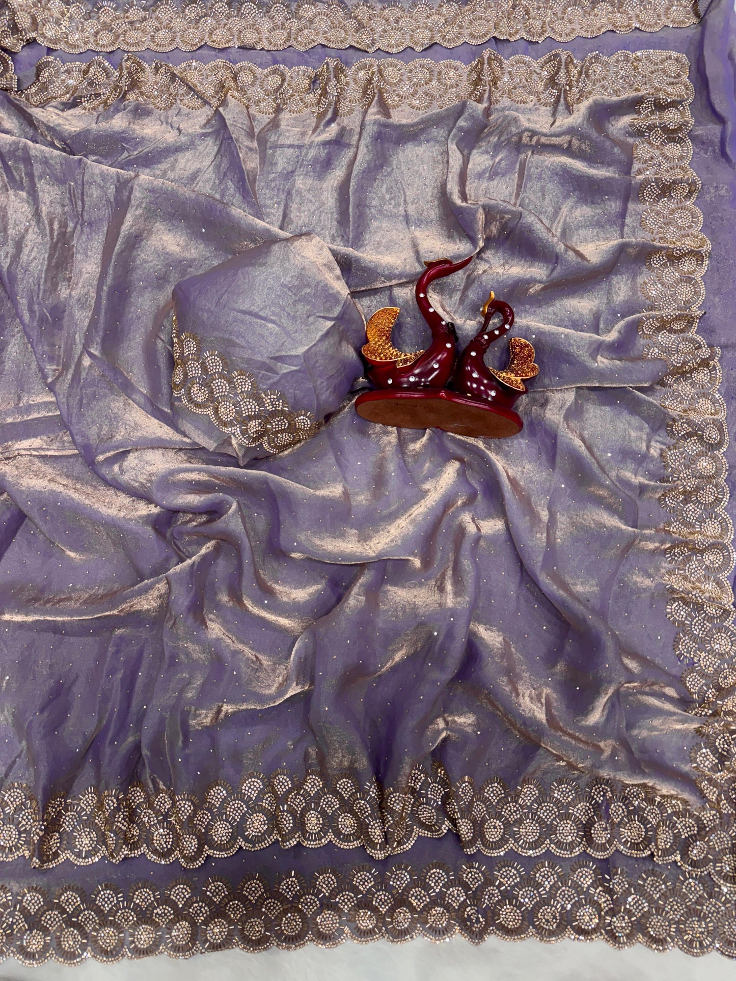 Delicately handcrafted Diamond work Saree