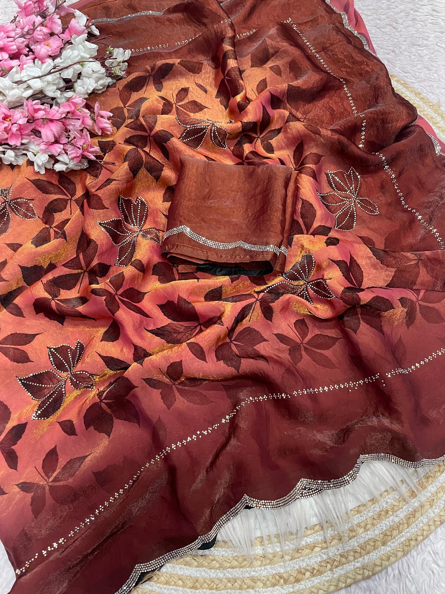 Fandy Sattin Prizam jarkhan Saree