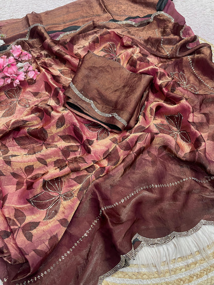 Fandy Sattin Prizam jarkhan Saree