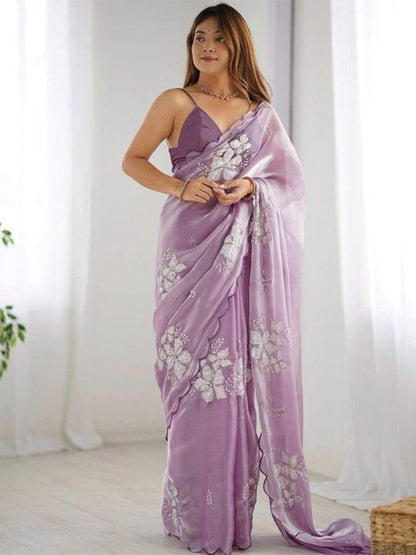 Pure soft zimmy choo Chiffon silk saree