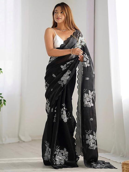 Pure soft zimmy choo Chiffon silk saree
