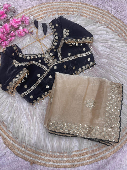 C -pallu coding sequence embroidery Saree