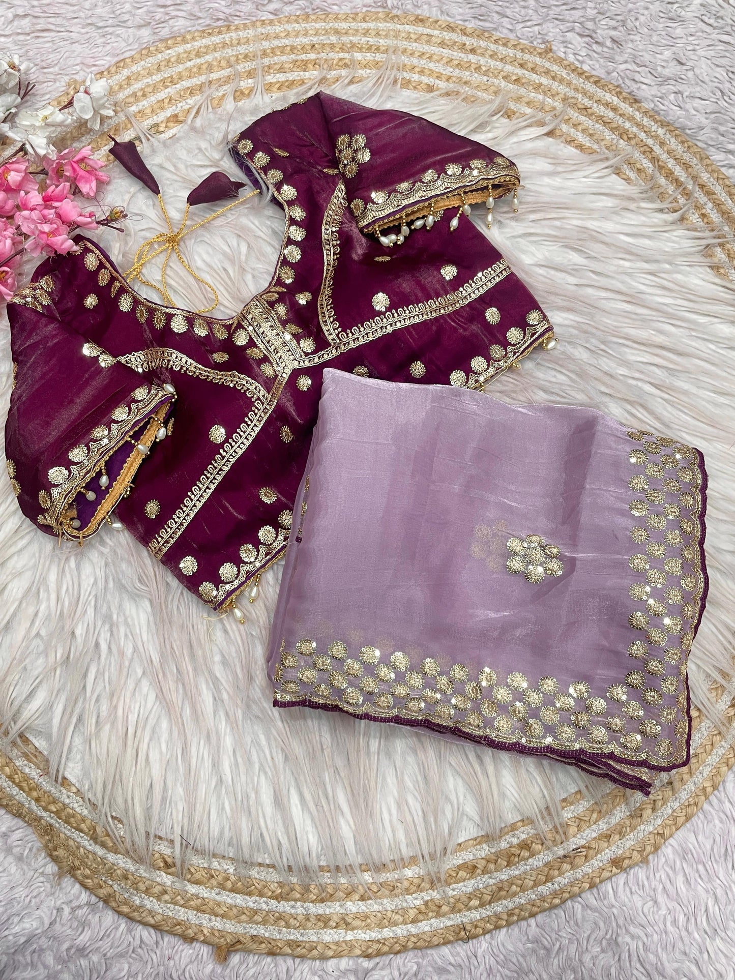 C -pallu coding sequence embroidery Saree