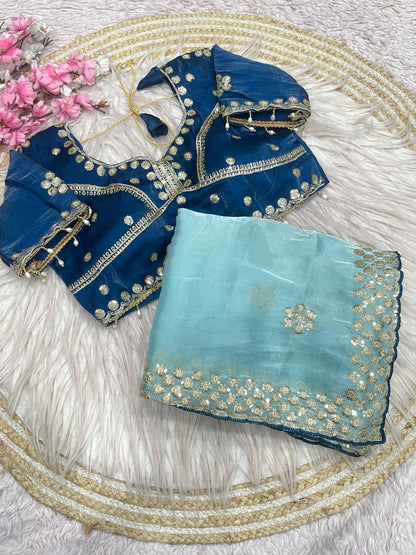 C -pallu coding sequence embroidery Saree