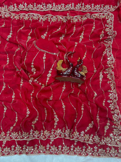 Beautiful Beads and Sequence Embroidery Work Saree