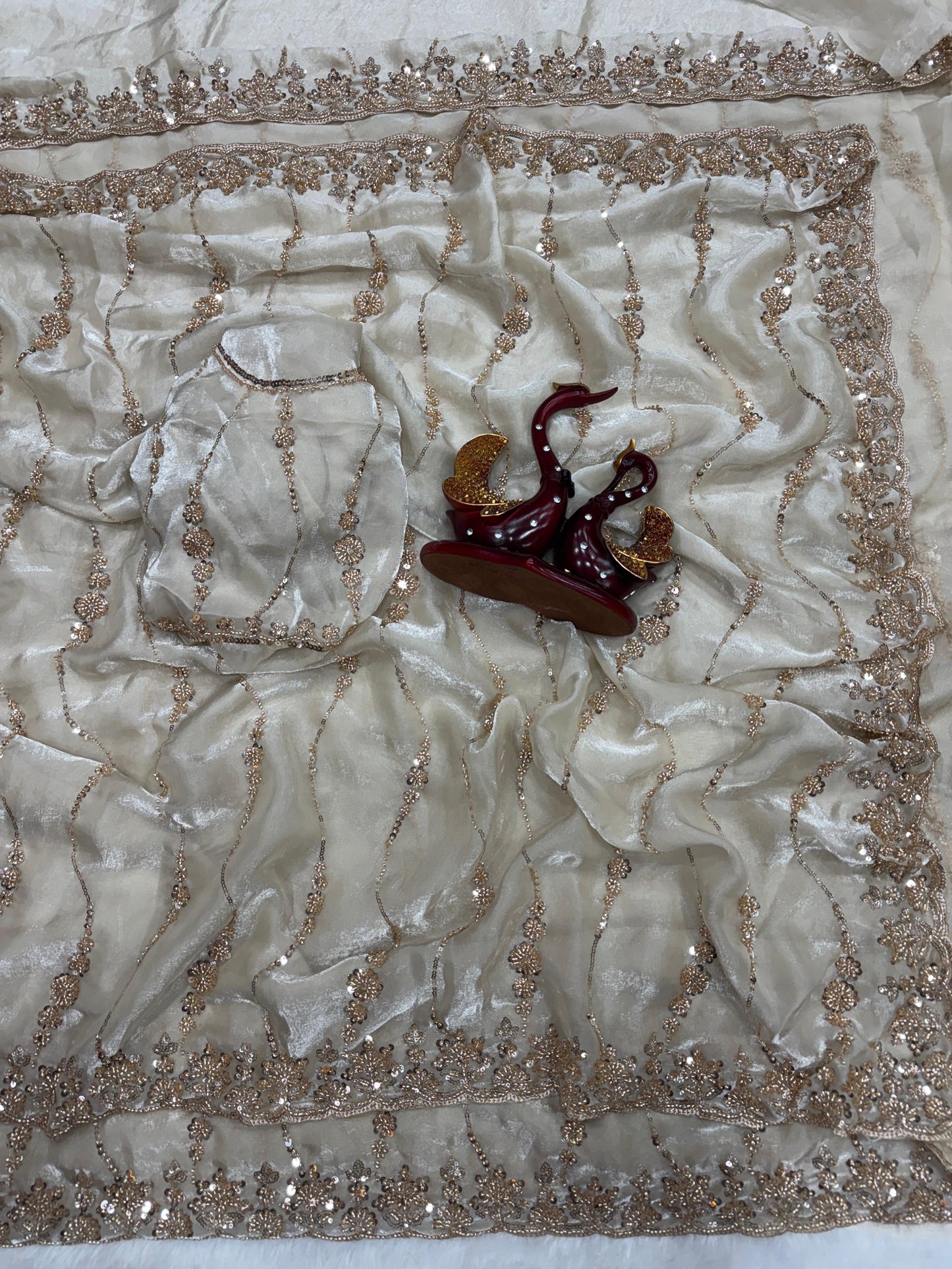 Beautiful Beads and Sequence Embroidery Work Saree