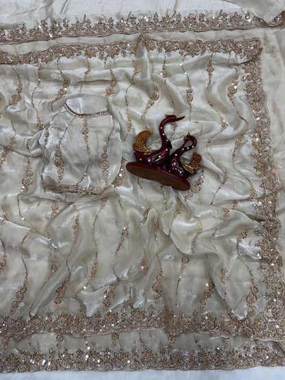 Beautiful Beads and Sequence Embroidery Work Saree