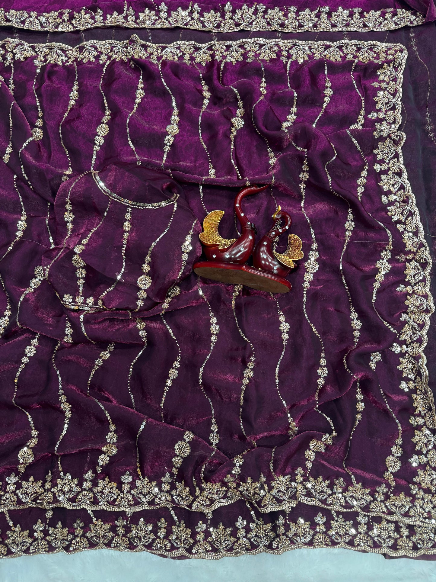 Beautiful Beads and Sequence Embroidery Work Saree