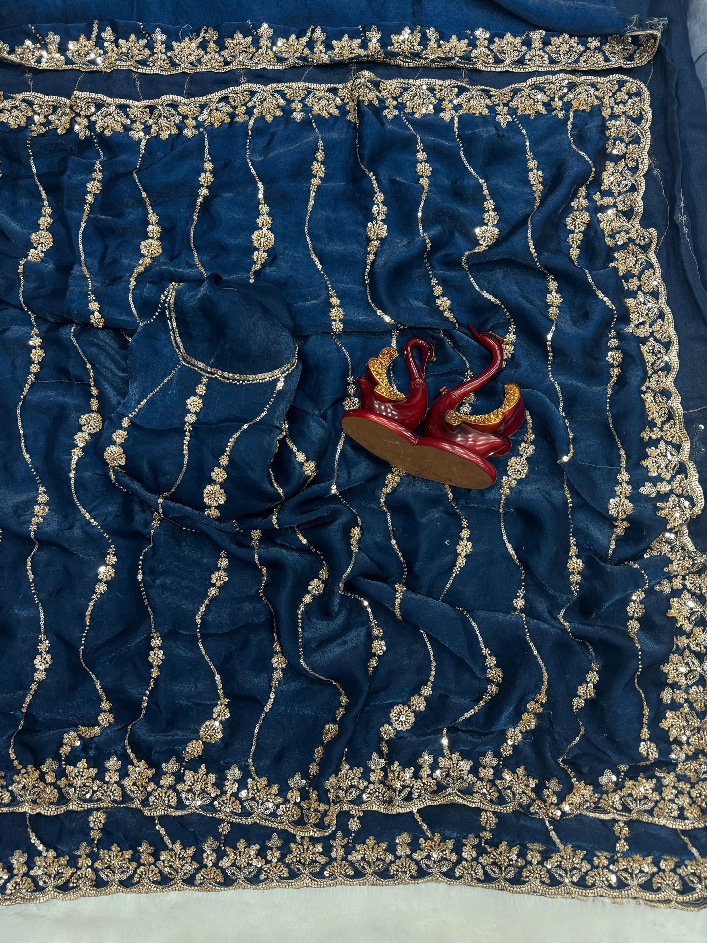 Beautiful Beads and Sequence Embroidery Work Saree