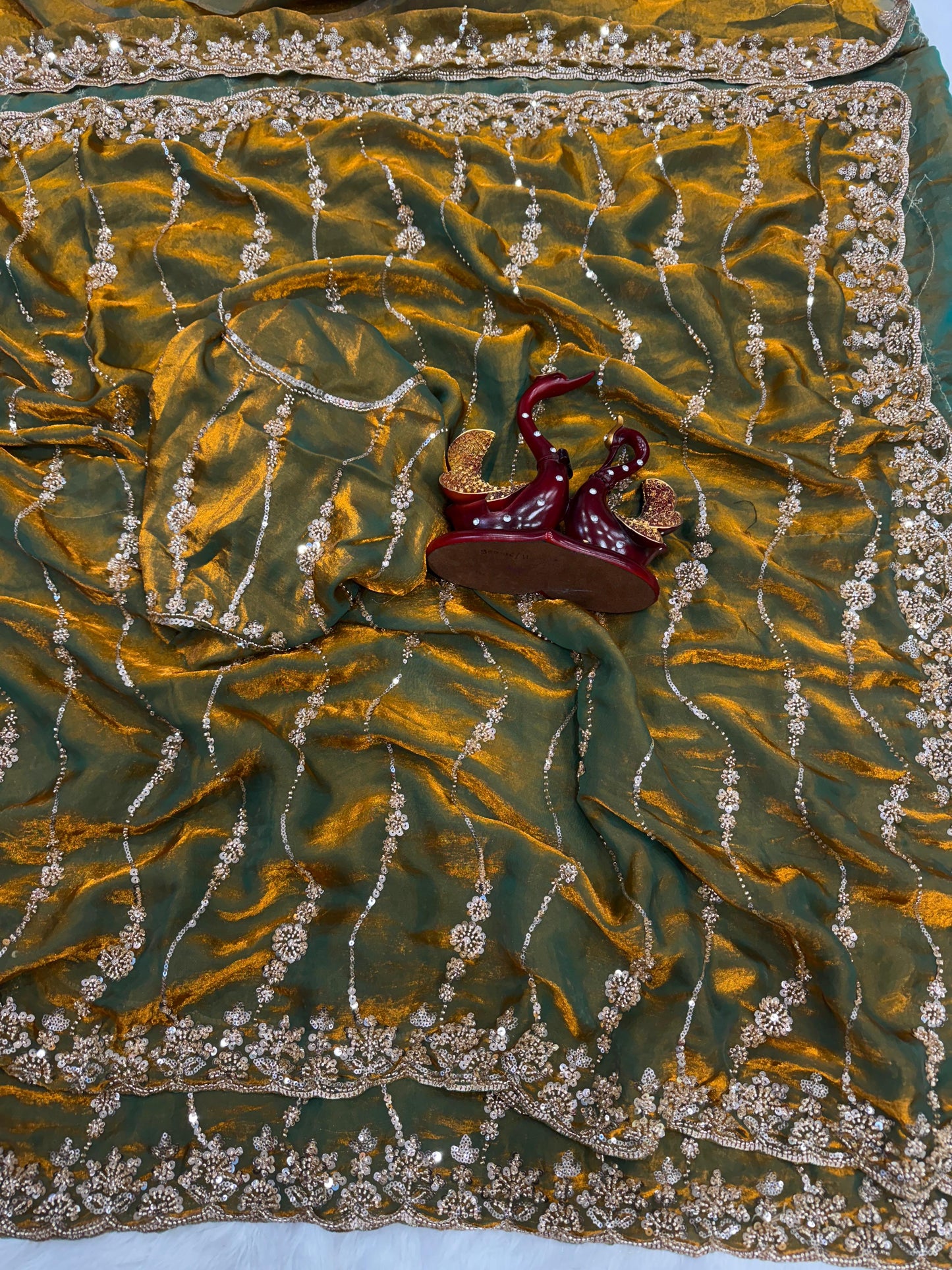 Beautiful Beads and Sequence Embroidery Work Saree