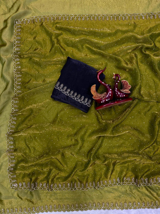 Original Jarkhan Diamond Work in Saree