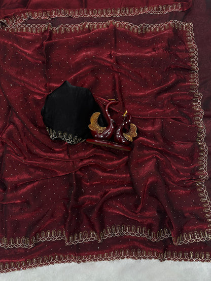 Original Jarkhan Diamond Work in Saree