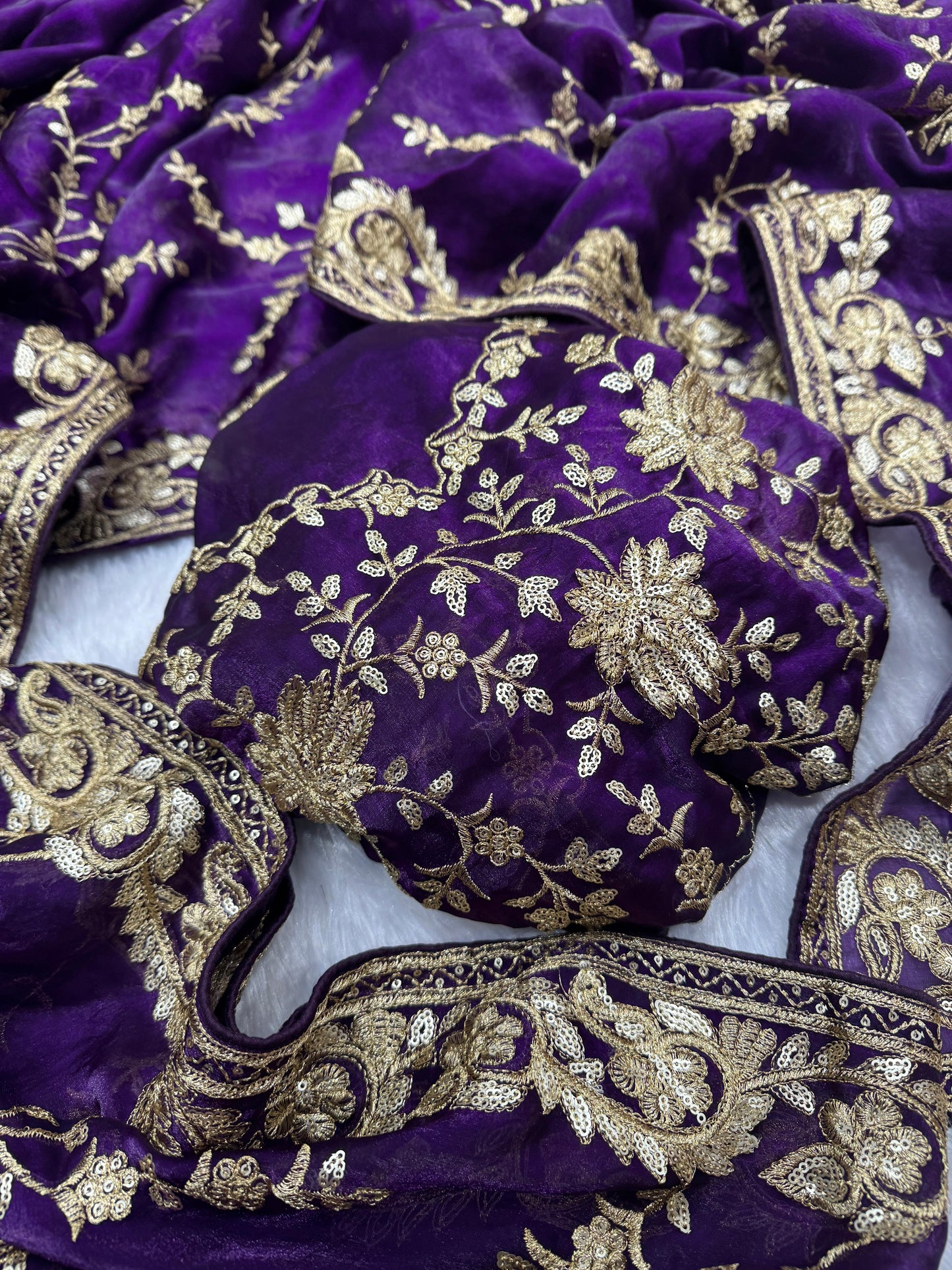 Beautiful Sequence and Zari embroidery work Saree