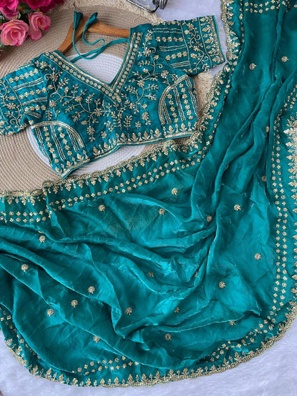 PURE SOFT FANDY SATIN SILK FABRIC SAREE