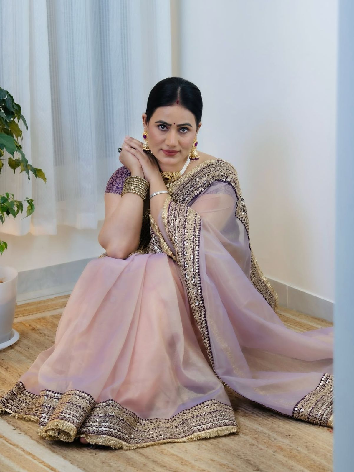 Beautiful Sequance and Dori Embroidery Work Saree