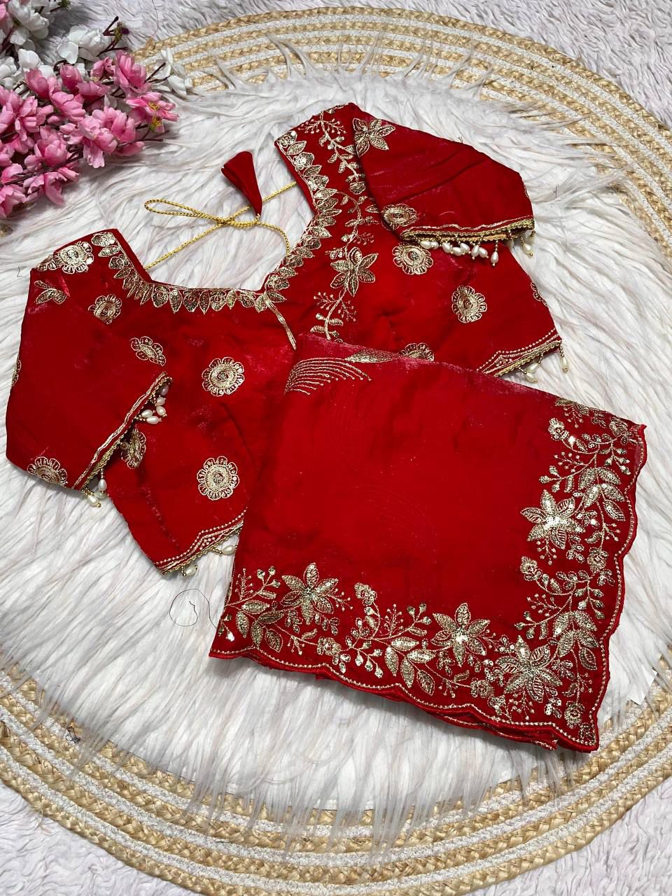 C -Pallu 3mm multi sequence  Embroidery Work Saree