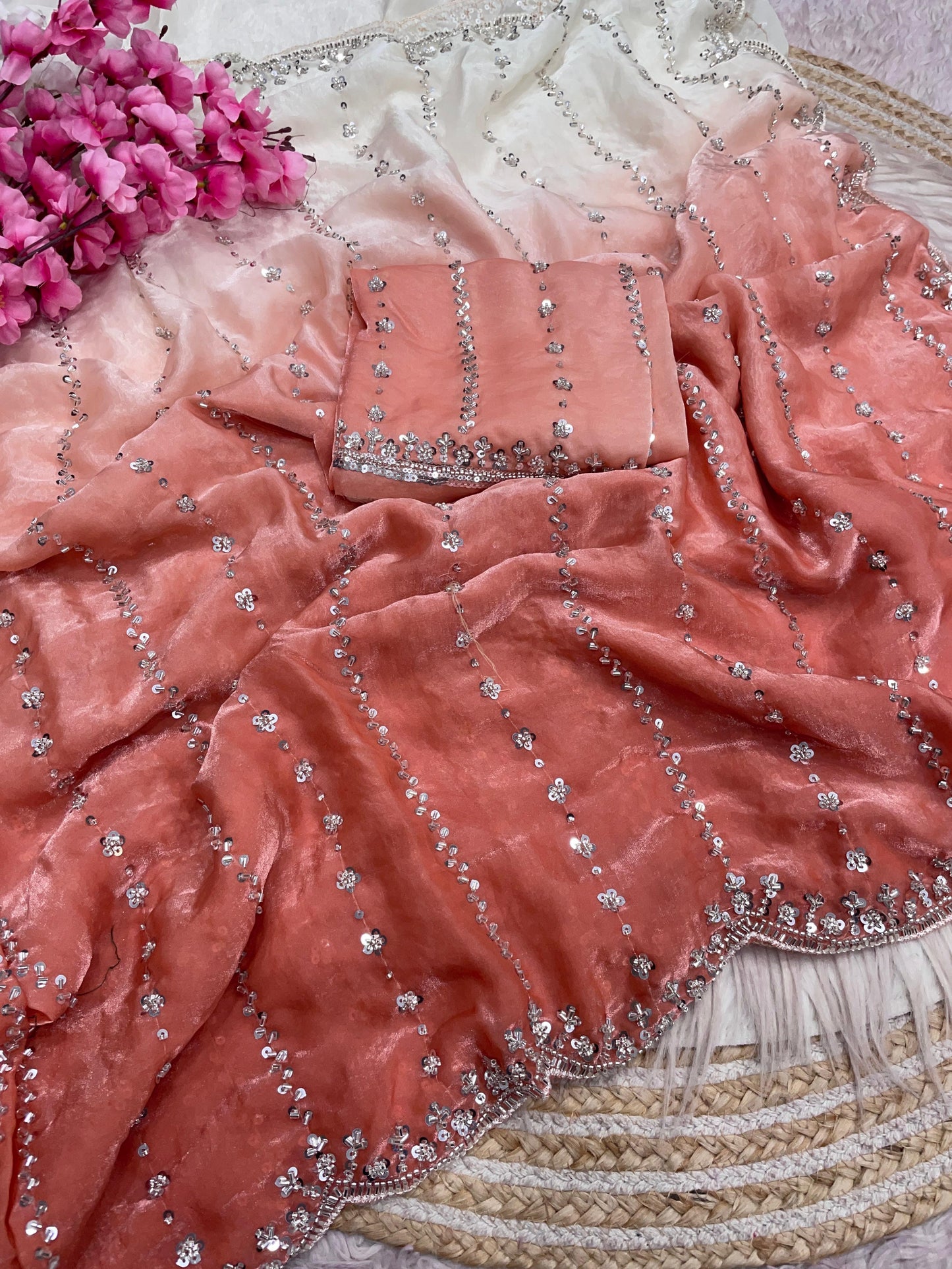 Beautiful Sequence Brits Work Saree