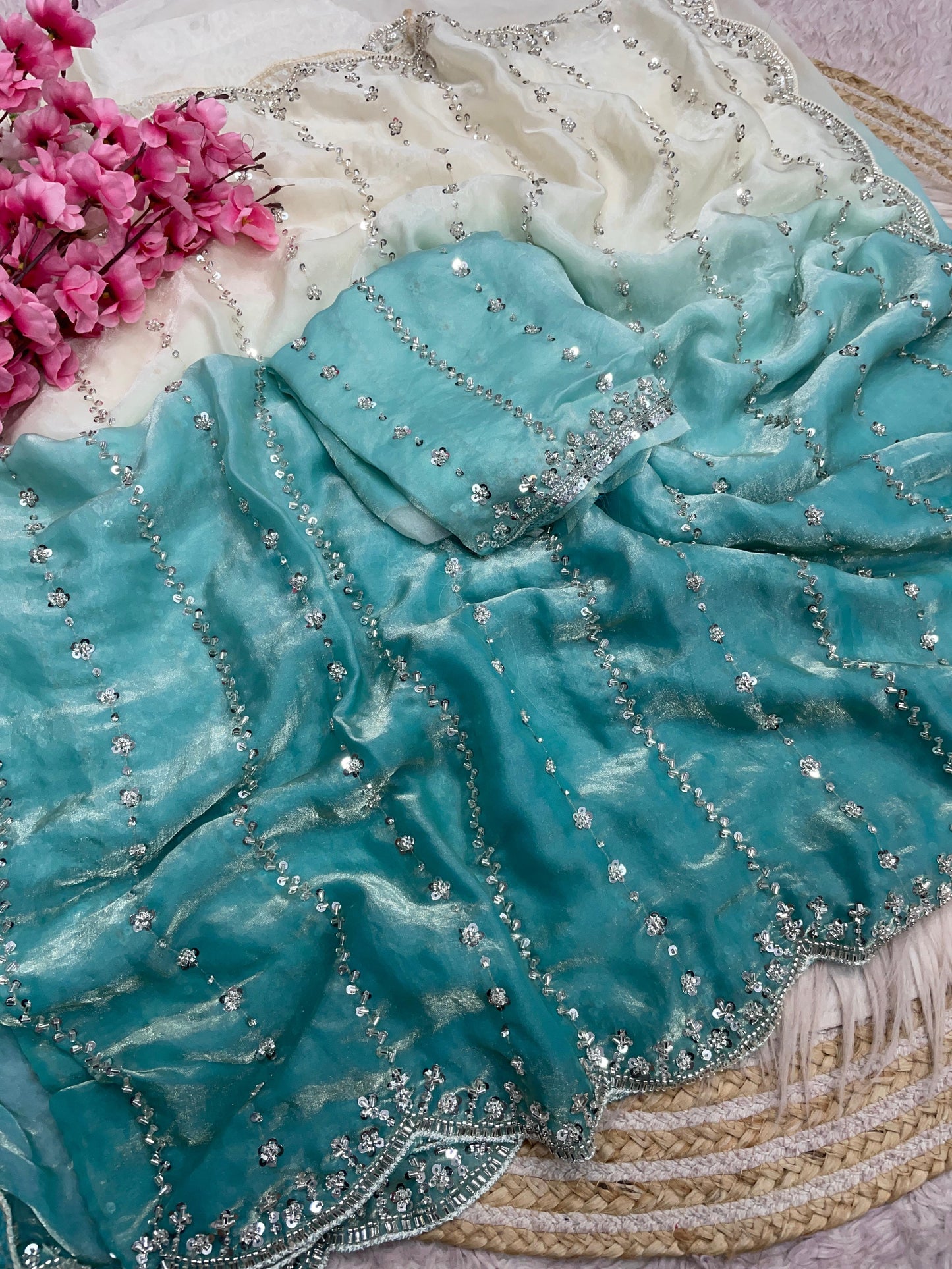 Beautiful Sequence Brits Work Saree