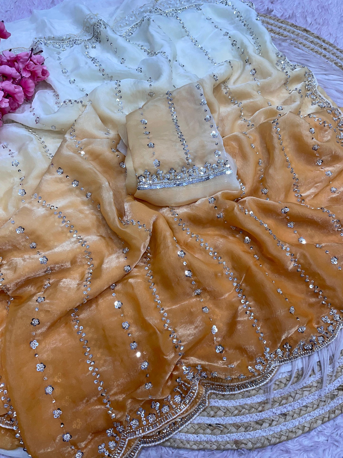 Beautiful Sequence Brits Work Saree