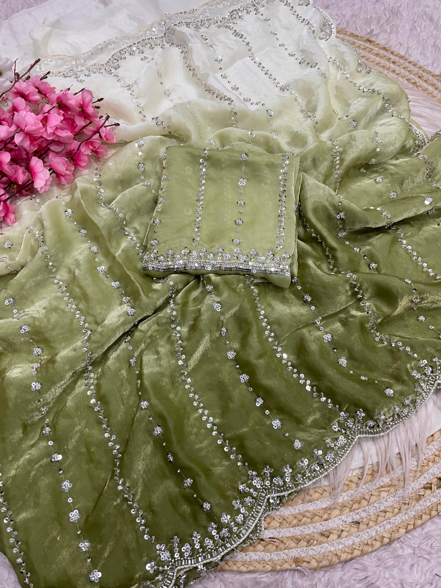 Beautiful Sequence Brits Work Saree