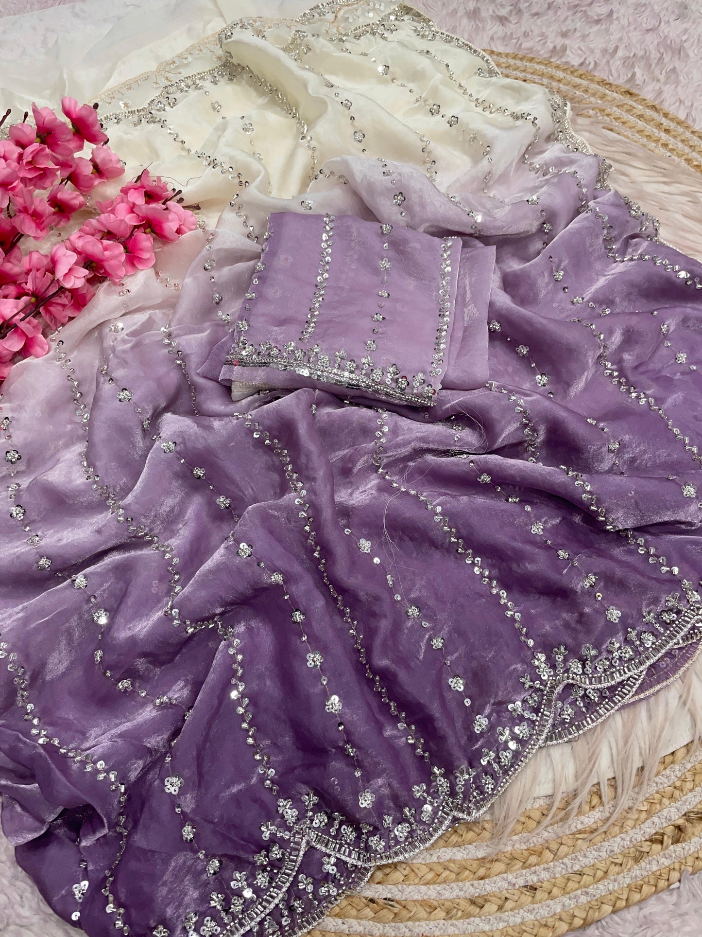 Beautiful Sequence Brits Work Saree