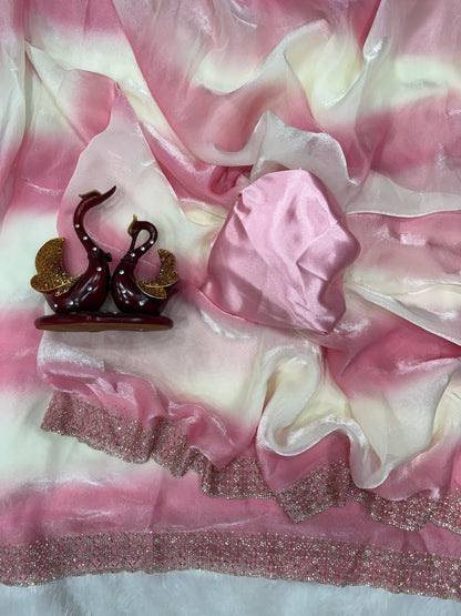 handcrafted Diamond Work Saree