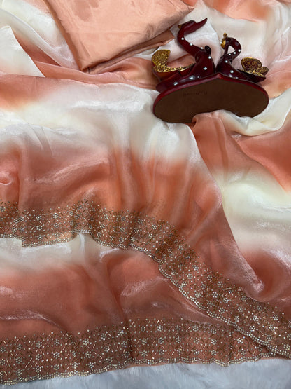 handcrafted Diamond Work Saree