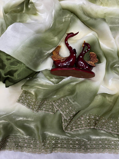 handcrafted Diamond Work Saree