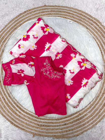 Mono sattin with Designer Handwork Saree