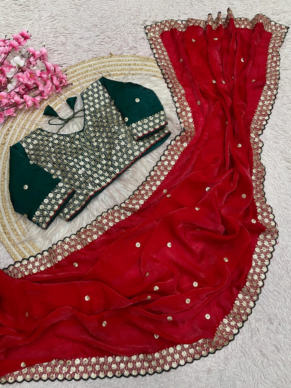 Sequins Coding Embroidery work Saree