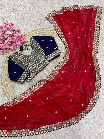 Sequins Coding Embroidery work Saree