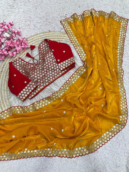 Sequins Coding Embroidery work Saree