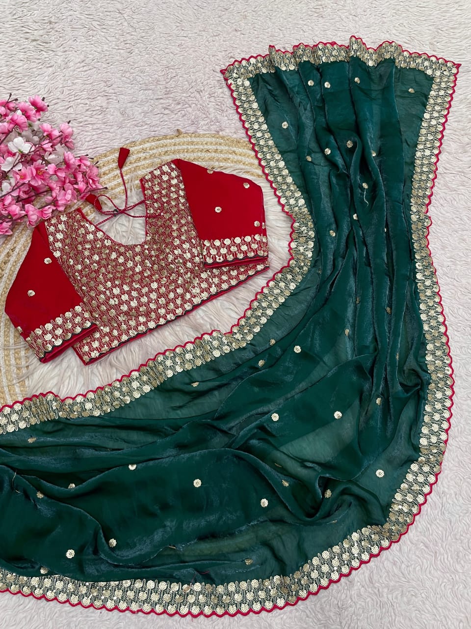 Sequins Coding Embroidery work Saree