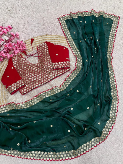 Sequins Coding Embroidery work Saree