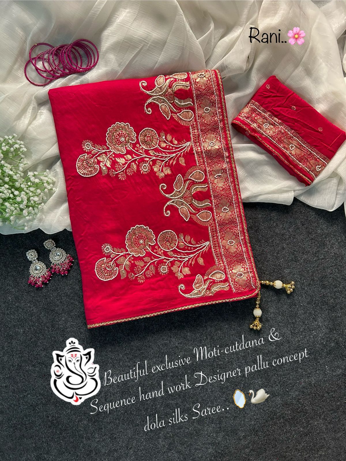 Attractive exclusive Moti-cutdana & sequence hand work