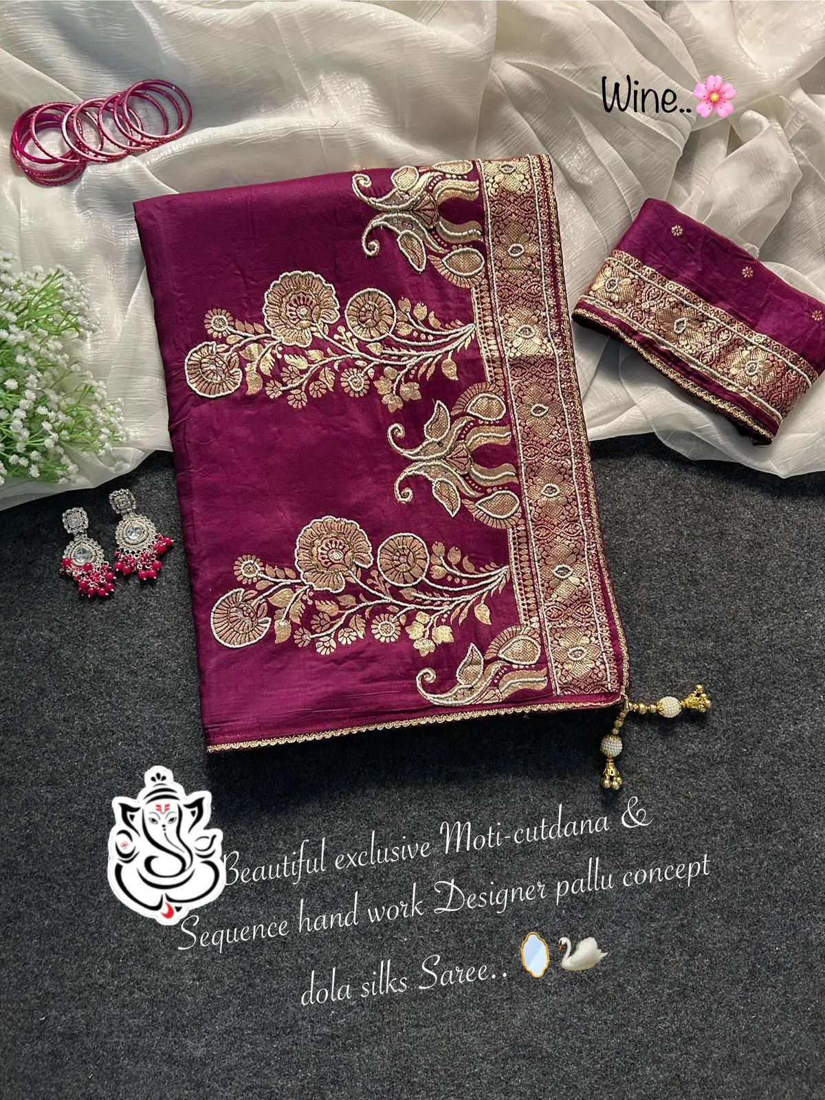 Attractive exclusive Moti-cutdana & sequence hand work